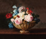 ₴ Репродукция цветочный натюрморт от 329 грн.: Натюрморт с цветами в алебастровой вазе