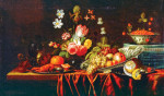 ₴ Репродукція натюрморт від 304 грн.: Натюрморт з фруктами, квітами та раками