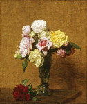 ₴ Репродукция натюрморт от 306 грн.: Натюрморт с розами в рифленной вазе