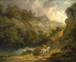 ₴ Репродукция пейзаж от 259 грн.: Скалистый пейзаж с двумя мужчинами на лошади