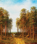 ₴ Картина пейзаж художника від 229 грн.: Шлях через сосновий ліс