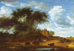 ₴ Репродукция пейзаж от 223 грн.: Краєвид з коровами та готелем