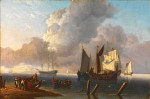 ⚓Репродукция морской пейзаж от 413 грн.: Военные корабли стоящие в открытом море, командующий адмирал отплывает от берега