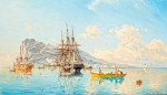 ⚓Репродукція морський краєвид від 253 грн.: Шведський фрегат на якорі на рейді від Гібралтару