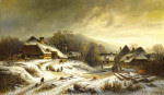 ₴ Репродукция пейзаж от 193 грн.: Зимний пейзаж деревни