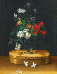 ₴ Репродукція натюрморт від 325 грн.: Ваза з квітами на дерев'яній скриньці