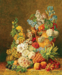 ₴ Репродукція натюрморт від 237 грн.: Квіти з ананасом та гарбузом