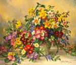 ₴ Репродукція натюрморт від 390 грн.: Весняні квіти в керамічній вазі