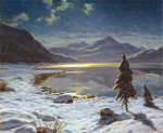Пейзаж: Горное озеро в лунную ночь
