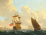 ⚓Репродукція морський краєвид від 317 грн.: Два британські військові кораблі та рибальське судно під вітрилами