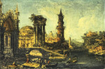 ₴ Репродукція міський краєвид від 217 грн.: Уявне каприччіо з базилікою Святого Марка та руїнами на березі річки