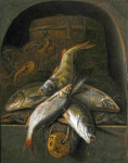 ₴ Репродукція натюрморт від 325 грн.: Прісноводна риба у кам'яній ніші