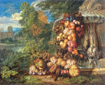 ₴ Репродукция натюрморт от 333 грн.: Натюрморт с фруктами в пейзаже