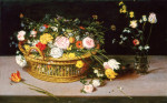₴ Репродукция натюрморт от 205 грн.: Цветы в корзине и вазе