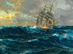 ⚓Репродукція морський краєвид від 235 грн.: Трищогловий корабель на морі