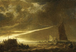 ₴ Картина морський пейзаж художника від 175 грн.: Блискавка на воді з вітрильними суднами