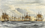 ₴ Картина батального жанру художника від 134 грн.: Входження в бухту Патрас, бій між англійською ескадрою і турецьким флотом 1 жовтня 1827