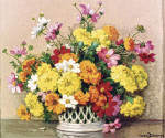 ₴ Репродукція натюрморт від 265 грн.: Квіти у порцеляновому кошику