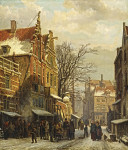 ₴ Репродукція міський краєвид 299 грн.: Зимова сцена в єврейському кварталі в Амстердамі