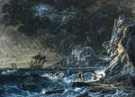 ⚓Репродукція морський краєвид від 301 грн.: Кораблі в штормовому морі, фігури на березі