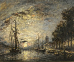 ₴ Репродукция городской пейзаж от 265 грн.: Светлая луна на канале, Дордрехт
