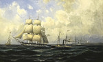 ⚓Репродукція морський краєвид від 261 грн.: Фрегат "Норчепінг" разом із канонерськими човнами
