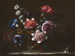 ₴ Репродукція натюрморт від 241 грн.: Букет квітів на виступі