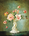 ₴ Репродукція натюрморт від 242 грн.: Рожеві троянди у скульптурній вазі