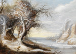 ₴ Репродукция пейзаж от 229 грн.: Зимний пейзаж с лесорубом