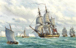 ⚓Репродукція морський краєвид від 211 грн.: Фрегат "Саутгемптон" веде флот у Солент від Нідлс