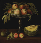 ₴ Репродукция натюрморт от 261 грн.: Лепная подставка, персики, инжир и дыня, все на выступе