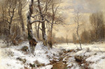 ₴ Репродукція пейзаж від 217 грн.: Мисливці у зимовому лісі