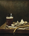 ₴ Репродукція натюрморт від 227 грн.: Келих пива, люлька, тютюн та інші реквізити куріння