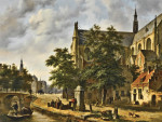 ₴ Репродукция городской пейзаж от 257 грн.: Фигуры возле церкви в голландском городе
