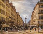 ₴ Репродукція міського пейзажу від 247 грн.: Париж, вулиця Рю де ла Пе з Вандомським палацом на фоні