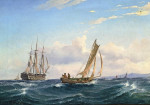 ⚓Картина морський пейзаж художника від 161 грн.: Човен та лінійний корабель від Куллен