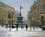 ₴ Картина міський краєвид художника від 259 грн.: Круглі площі Пікаділлі в снігу, Лондон