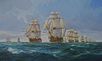 ⚓Репродукція морський краєвид від 199 грн.: Нельсон на лінійному кораблі "Victory" по дорозі до Трафальгару