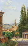 ₴ Репродукція міський краєвид від 172 грн.: Вид на палац Веккіо з саду Боболі, Флоренція
