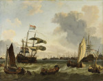 ⚓Репродукція морський пейзаж від 253 грн.: Голландський військовий корабель і малі судна в порту біля Амстердама