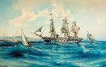 ⚓Репродукція морський краєвид від 338 грн.: Корабель "Ванадіс" у Середземному морі від Північної Африки