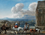 ₴ Картина бытовой жанр художника от 193 грн.: Пастухи и путешественники у триумфальной арки в римской Кампаньи
