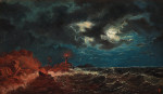 ⚓Репродукція морський краєвид від 193 грн.: Пароплав, що горить, у бурхливому морі