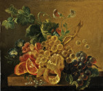 ₴ Репродукція натюрморт від 277 грн.: Фруктовий натюрморт з апельсином, лимоном та виноградом