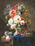 ₴ Репродукція натюрморт від 252 грн.: Квітковий натюрморт з трояндами, бузком та кольором та пташиним гніздом