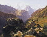 ₴ Репродукція пейзаж від 253 грн.: Масив Юнгфрау та долина Лаутербруннен, Бернські Альпи, Швейцарія