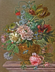 ₴ Репродукція натюрморт від 242 грн.: Квітковий натюрморт з півонії та тюльпанами