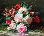 ₴ Картина натюрморт відомого художника від 198 грн.: Квітковий натюрморт з трояндами та первоцвітами