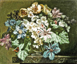 ₴ Репродукція натюрморт від 348 грн.: Квіти та метелик-кропив'янка