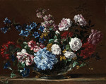 ₴ Репродукция натюрморт от 247 грн.: Розы, вьюнок, кентерберийские колокольчики и другие цветы